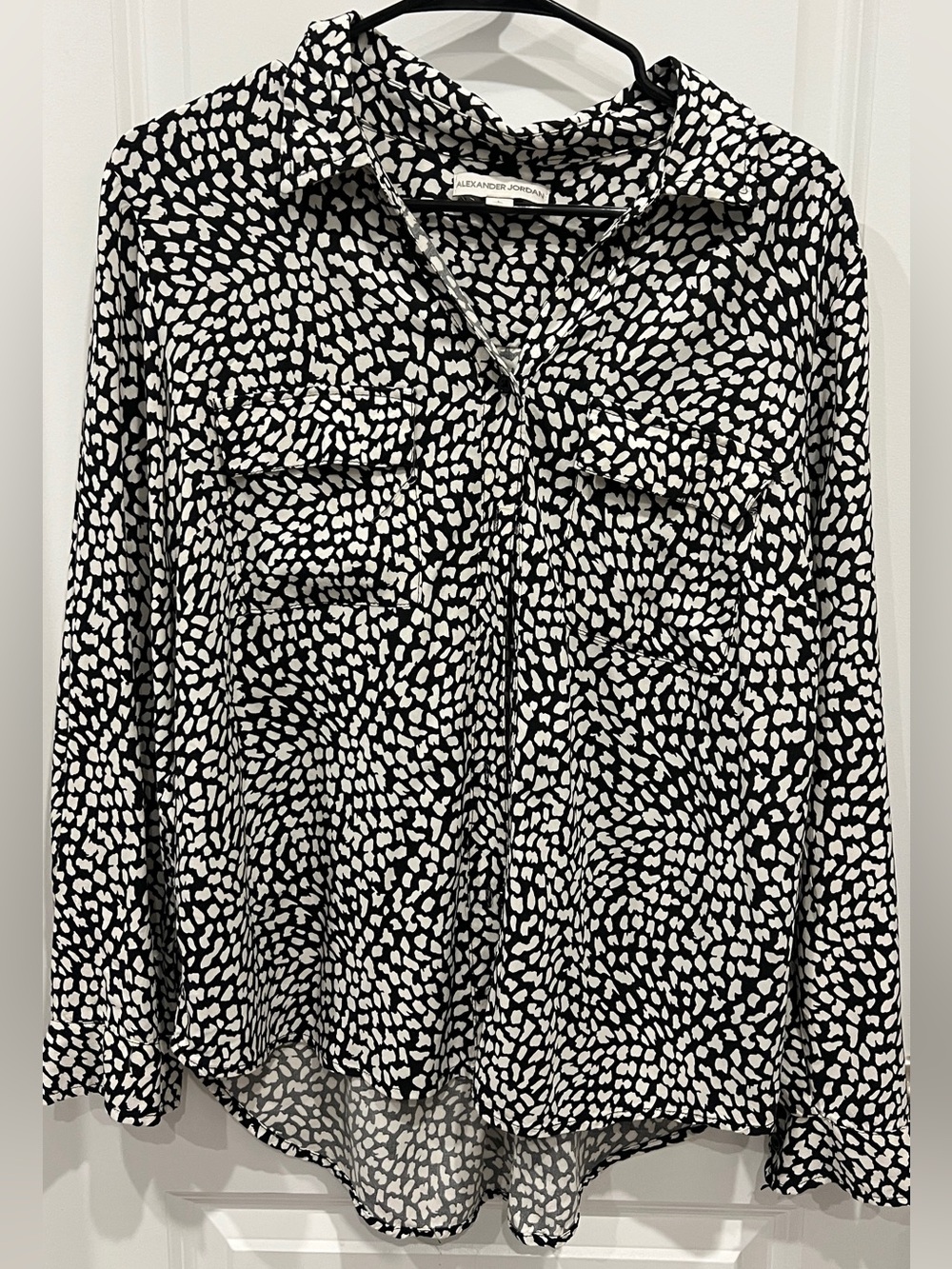 Alexander Jordan Black & White Printed Button-Up Blouse